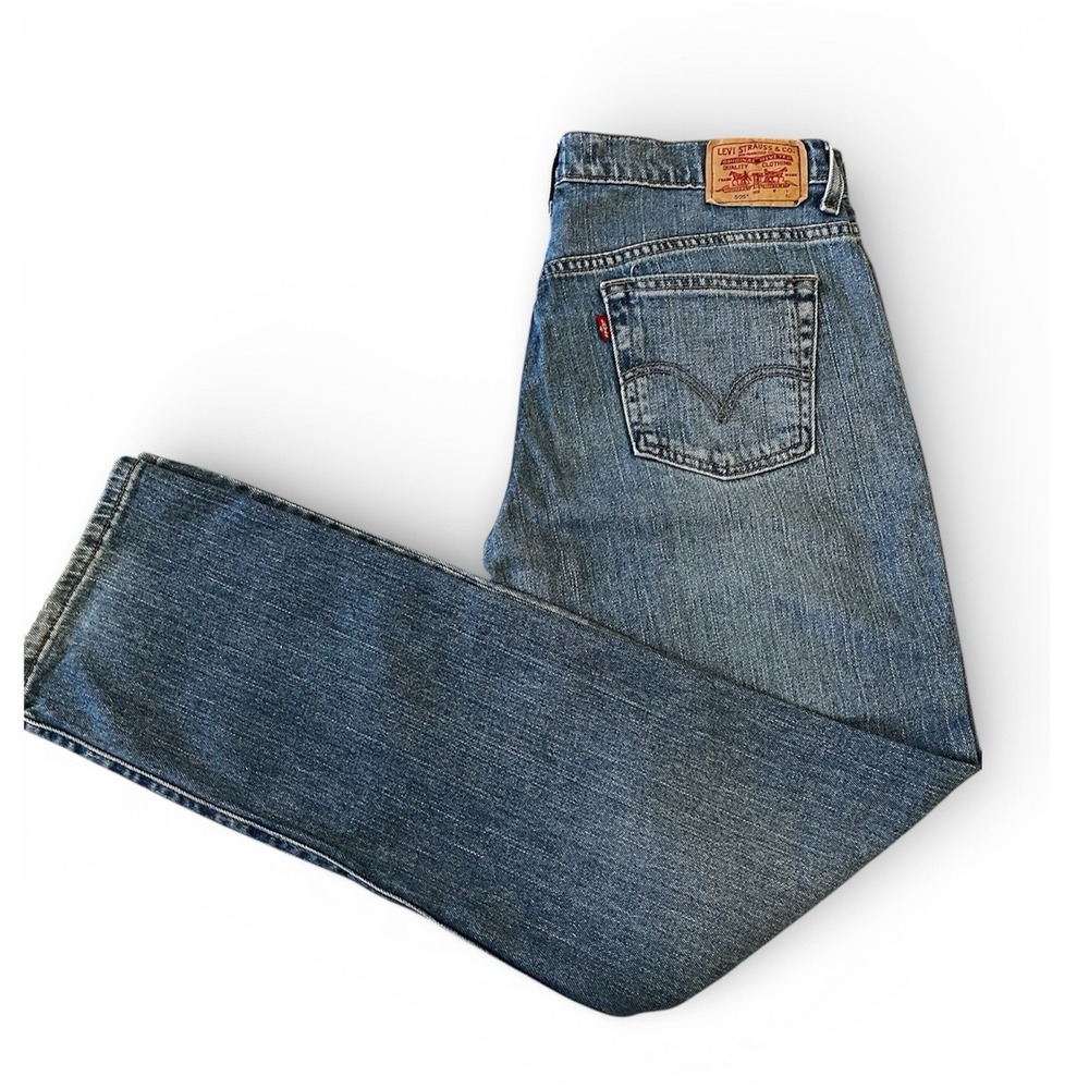 Levi's 505 Straight Leg Jeans Classic Blue Denim Size Pre-Owned